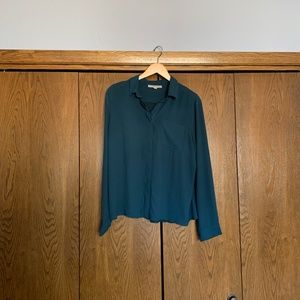 {Loft} Mixed Media Buttoned Blouse